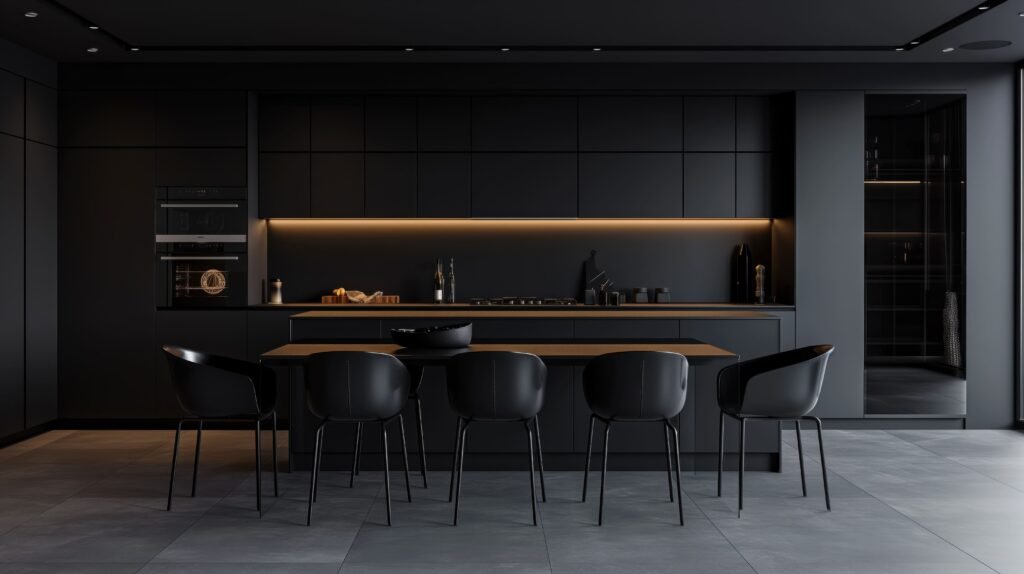 modern-minimalist-kitchen-with-black-cabinets-integrated-appliances-large-central-island-with-seating-four (1)